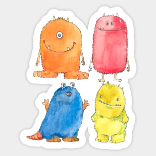 Funny Watercolor Monsters Sticker